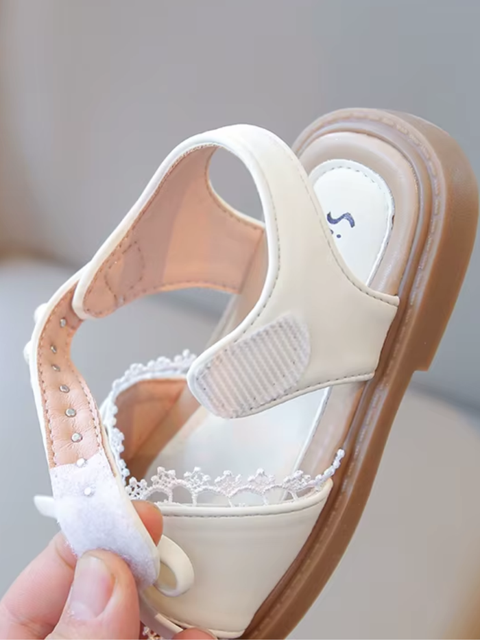 kids casual dress sandals lace bow beige footwear