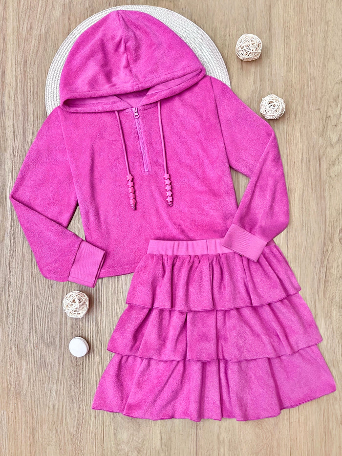 Sweet Sorbet Ruffle Terry Hoodie and Ruffle Skirt Set