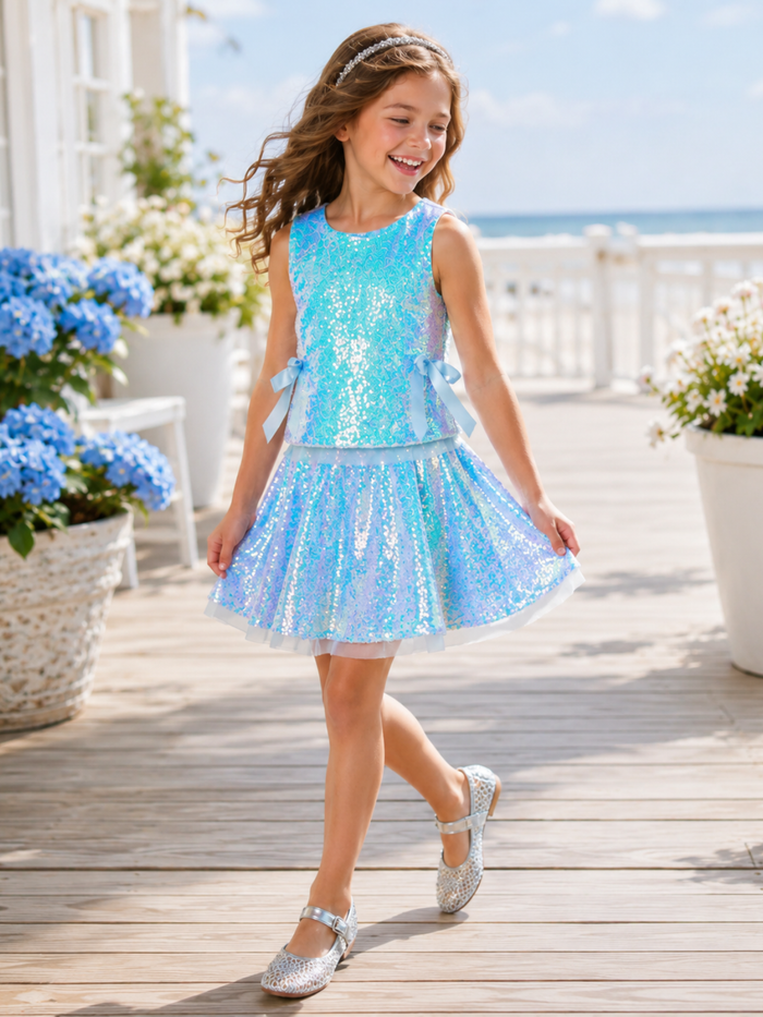 Sweet Sparkle Sequin Tank Top and Skirt Set