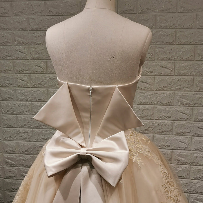 Sweetheart Midi Knee Length Ball Gown Wedding Dress with Bowknot - Rosymae