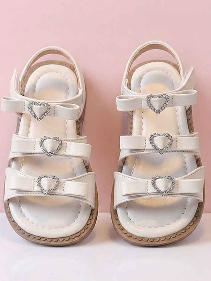Sweetheart Rhinestone Bow Triple Strap Sandals Mia Belle Girls