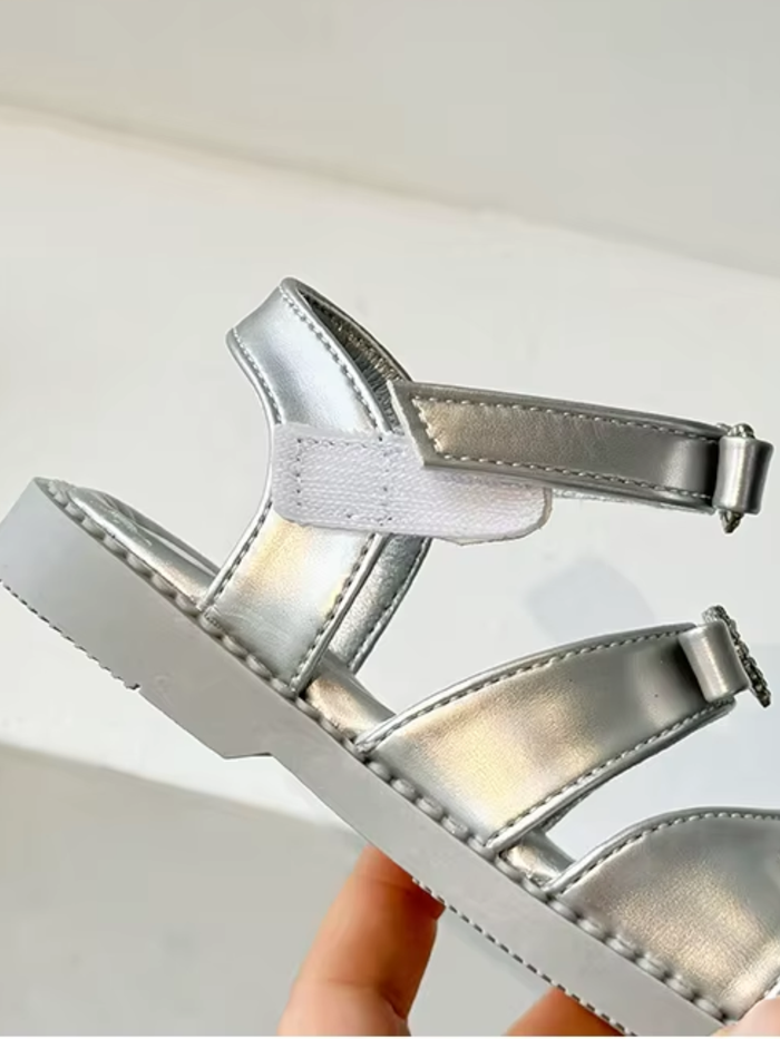 Sweetheart Rhinestone Bow Triple Strap Sandals Mia Belle Girls