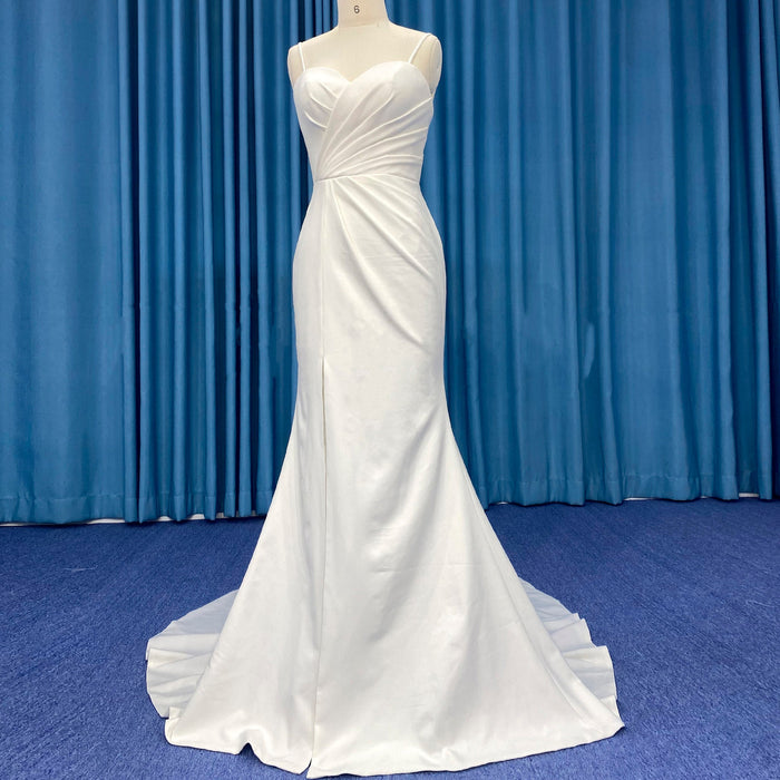 Sweetheart Simple Satin Mermaid Wedding Dress with Spaghetti Strap - Rosymae