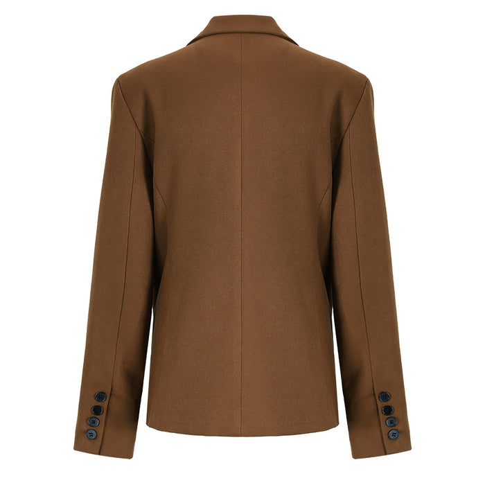 tailored asymmetric blazer with pleated hem – CAMELIA