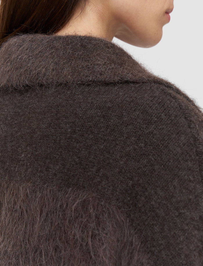 Brown Take Brushed Alpaca Striped Jumper - Joseph
