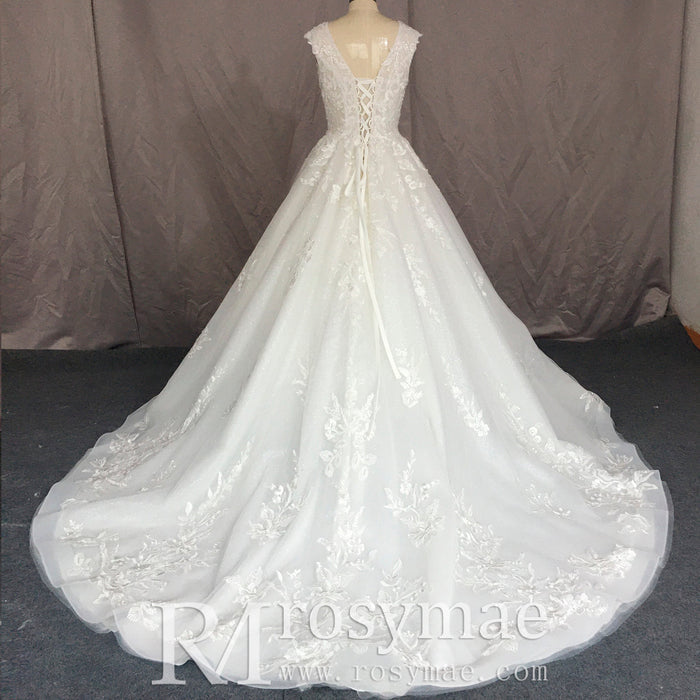 Tank Top Style Wedding Dress With Deep V-neck - Rosymae