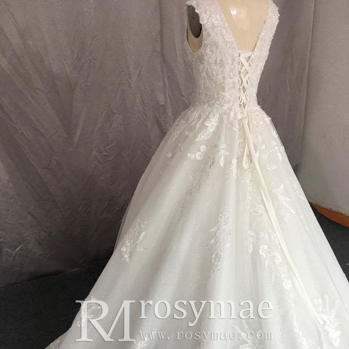 Tank Top Style Wedding Dress With Deep V-neck - Rosymae