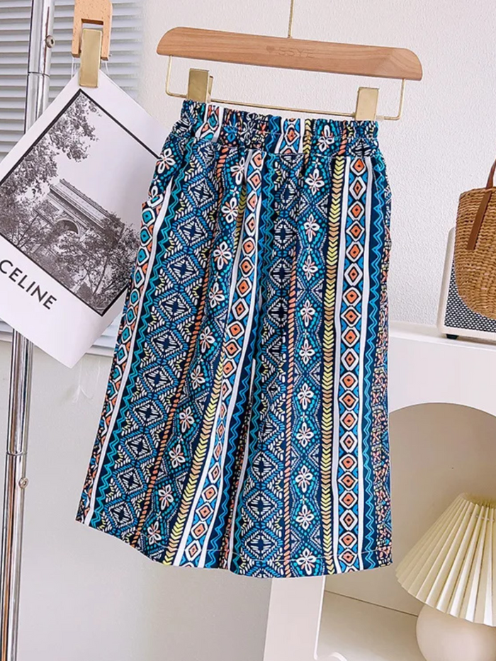 Mia Belle Girls Boho Print Wide Leg Pants Set | Girls Summer Outfits