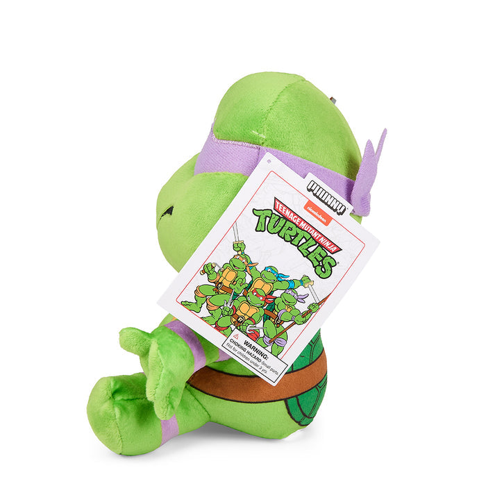 Teenage Mutant Ninja Turtles Donatello Phunny plush toy with detailed green costume and purple mask, 7.5-inch cartoon character.