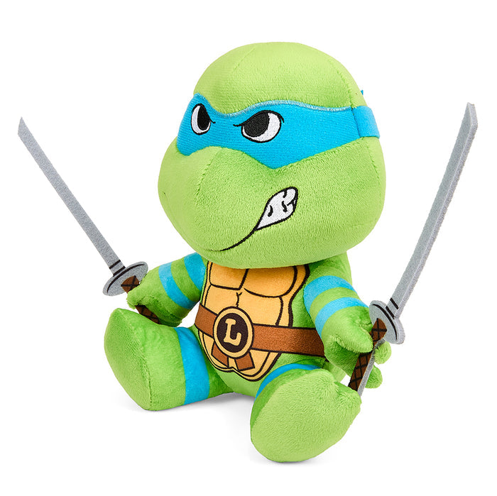 Teenage Mutant Ninja Turtles Leonardo Phunny plush toy showing soft fabric and detailed turtle costume, ideal for collectors and fans.