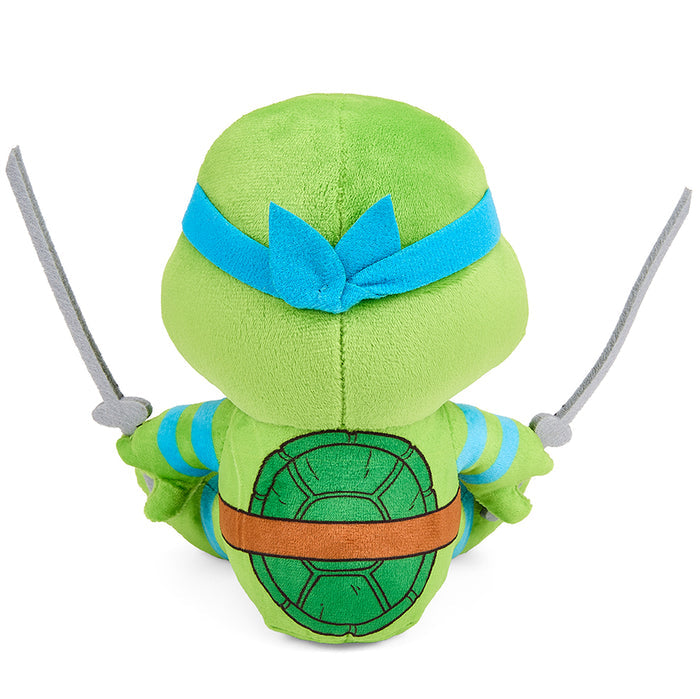 Teenage Mutant Ninja Turtles Leonardo Phunny plush toy, soft and cuddly plush in green with Leonardo's mask and signature weapons.