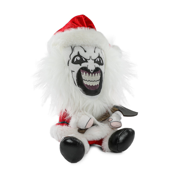 Terrifier Santa Art the Clown Phunny plush toy, soft plush material, featuring Santa costume and clown face from the Terrifier series.