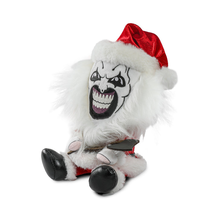Terrifier Santa Art the Clown Phunny Plush, soft stuffed toy featuring a creepy clown dressed as Santa from the Terrifier series.