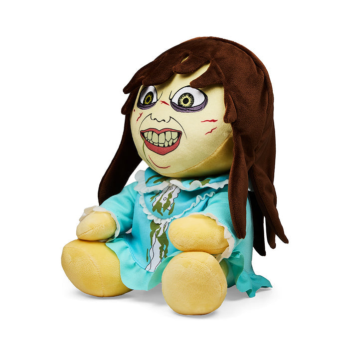 Medium plush toy of Regan from The Exorcist, featuring detailed horror-themed design and soft fabric, by Kidrobot.