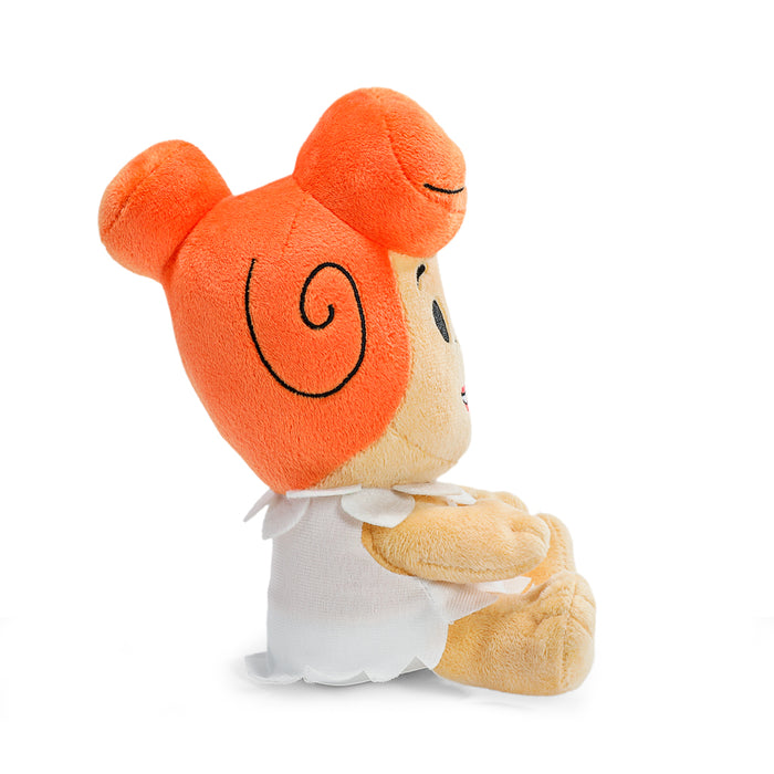Four Flintstones Phunny plush toys featuring Fred, Wilma, Pebbles, and Dino from The Flintstones animated series.