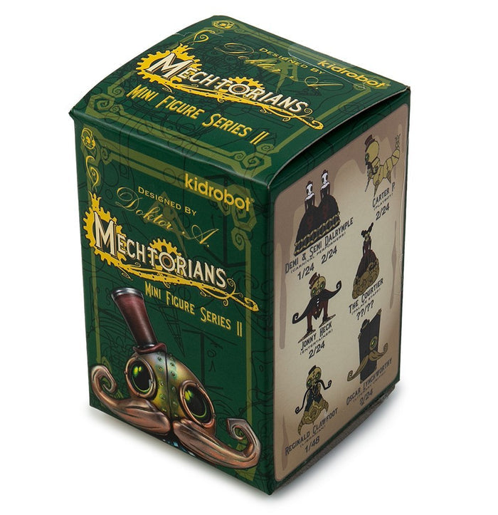 Mini art figure from the Mechtorians series by Doktor A, vinyl collectible figure in a sealed blind box.