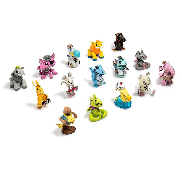 Joe Ledbetter The Outsiders 3-inch blind box mini figure, vinyl collectible toy, partially unboxed showing colorful character details.