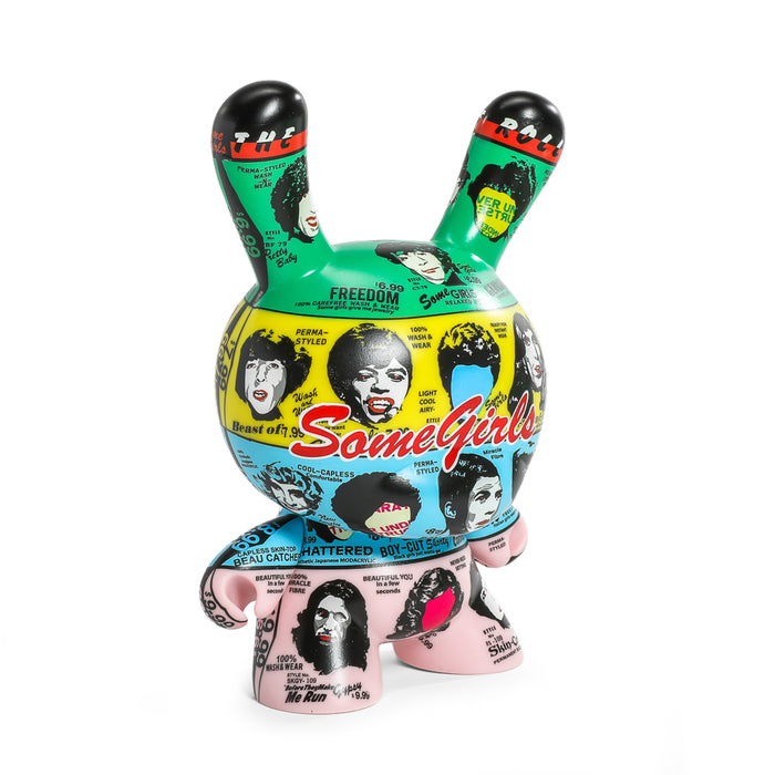 8-inch Dunny figure featuring The Rolling Stones Some Girls album art, limited edition collectible with detailed design.