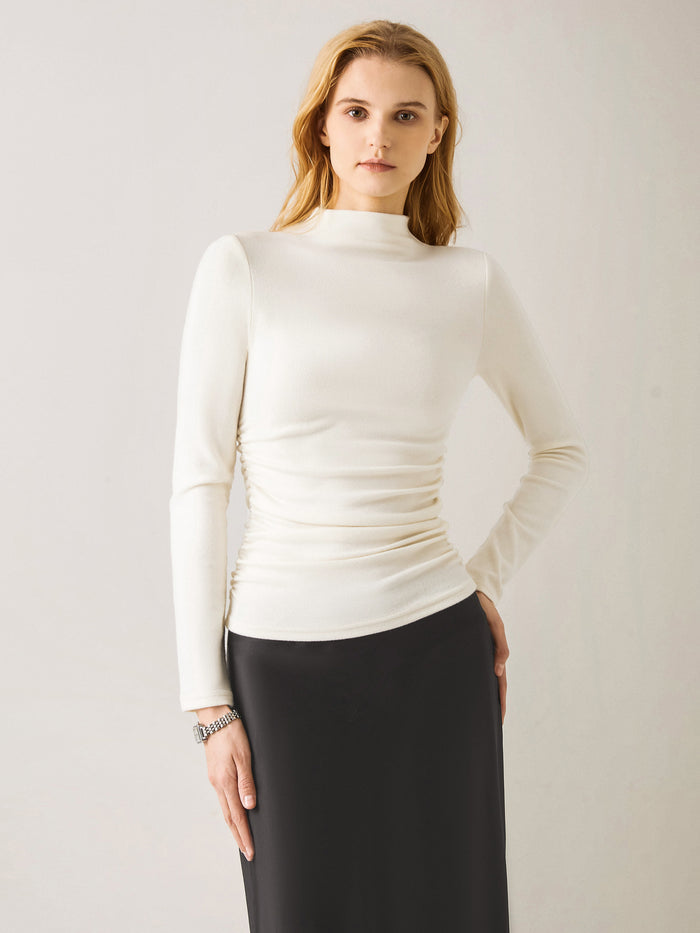 OGLmove Test-Thermal Ruched Sides Tuckable Mockneck Top