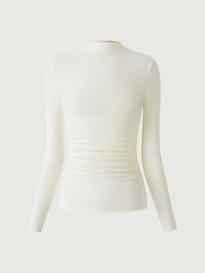 OGLmove Test-Thermal Ruched Sides Tuckable Mockneck Top