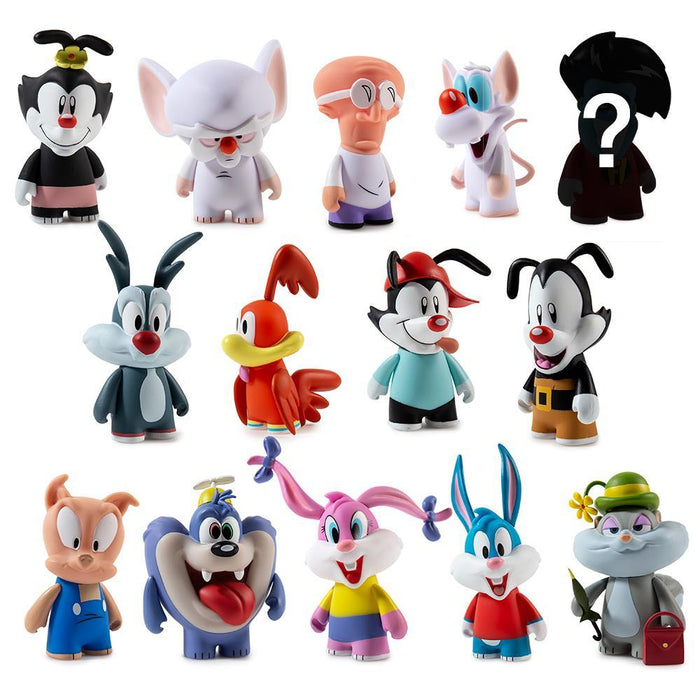 Tiny Toon Adventures and Animaniacs mini vinyl figures from Kidrobot, collectible series, featuring colorful cartoon character designs.