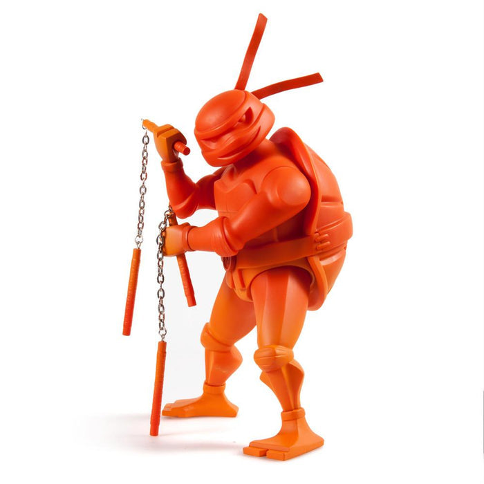 Teenage Mutant Ninja Turtles Michelangelo 8-inch medium art figure by Kidrobot, featuring detailed vinyl design and classic character pose.