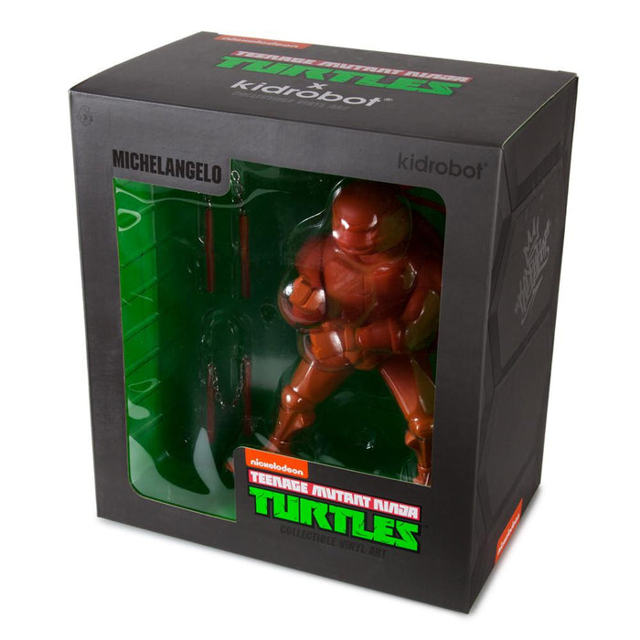 Teenage Mutant Ninja Turtles Michelangelo 8-inch medium art figure by Kidrobot, featuring detailed vinyl design and vibrant colors.