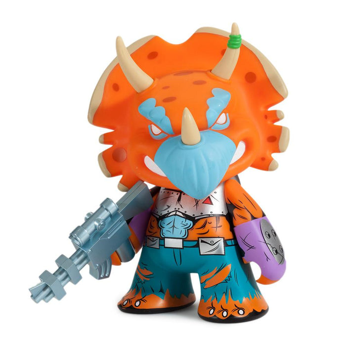 Teenage Mutant Ninja Turtles TMNT Triceraton 7-inch vinyl art figure by Kidrobot in orange edition, detailed design and vibrant colors