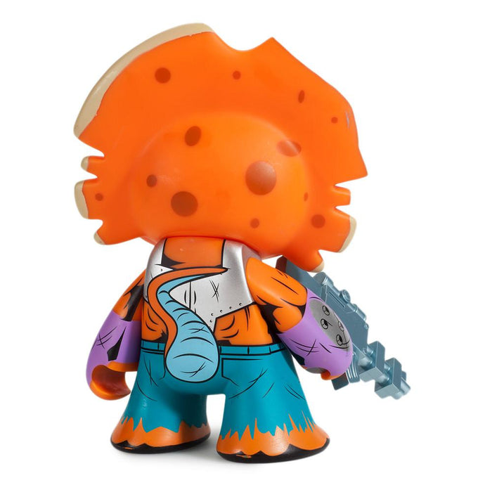 Teenage Mutant Ninja Turtles Triceraton 7-inch vinyl art figure by Kidrobot in orange edition, detailed figure standing on a display base.