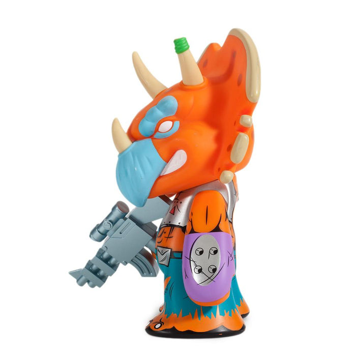 Teenage Mutant Ninja Turtles TMNT Triceraton 7-inch vinyl art figure by Kidrobot in orange edition, showing detailed alien creature design.