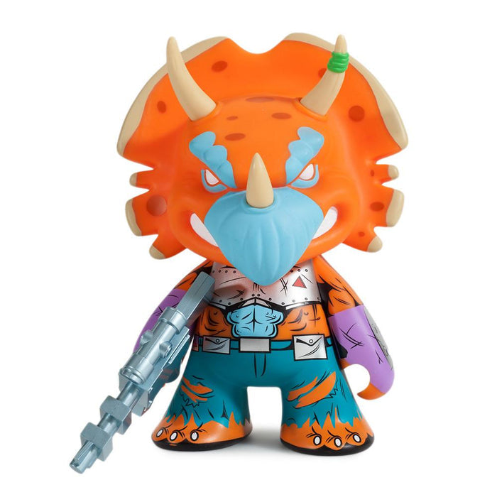 Teenage Mutant Ninja Turtles Triceraton 7-inch vinyl art figure by Kidrobot in orange edition, detailed and colorful collectible toy.