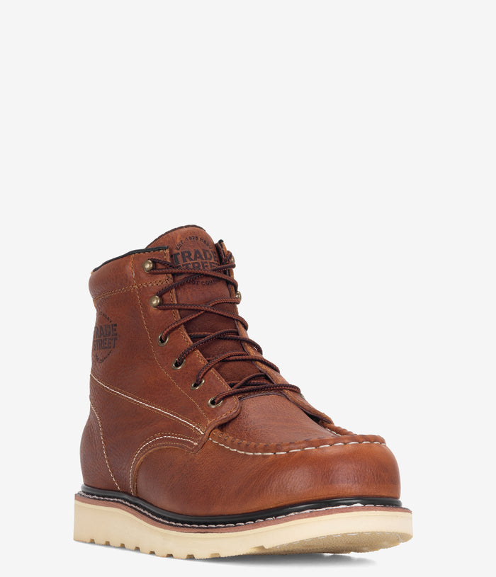 Trade Street Foundation Wedge Steel Toe Work Boot - Brown