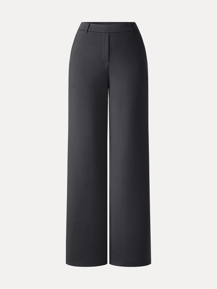OGLmove TravelEase Lyocell High-Rise Wide Leg Pants with Pockets Regular Bush Grey