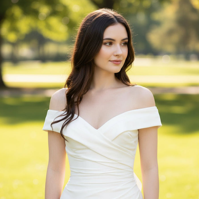 Trumpet Mermaid Satin Wedding Dresses with Long Bowknot - Rosymae