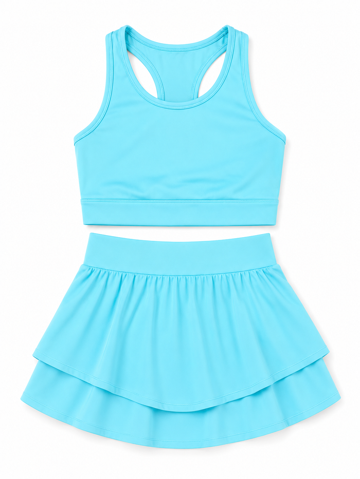 Turquoise Breeze Active Racerback Top and Skort Set