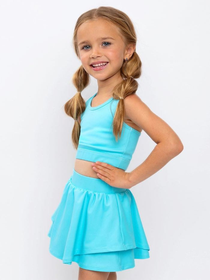Girls sporty summer outfit with racerback top and skort