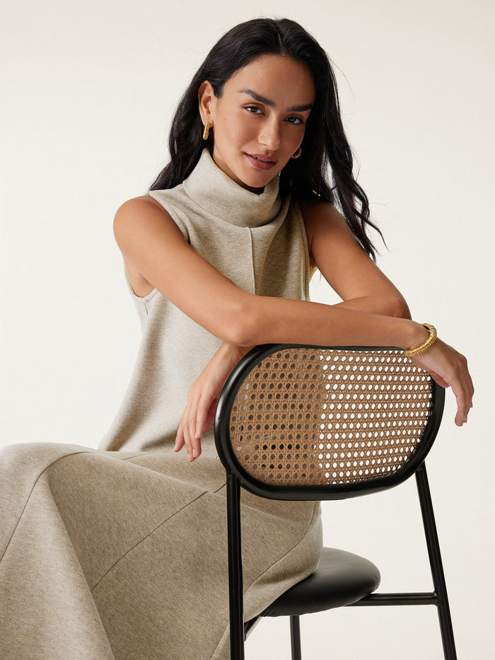 OGLmove Turtle Neck Split Hem Top Heather Morganite XXS