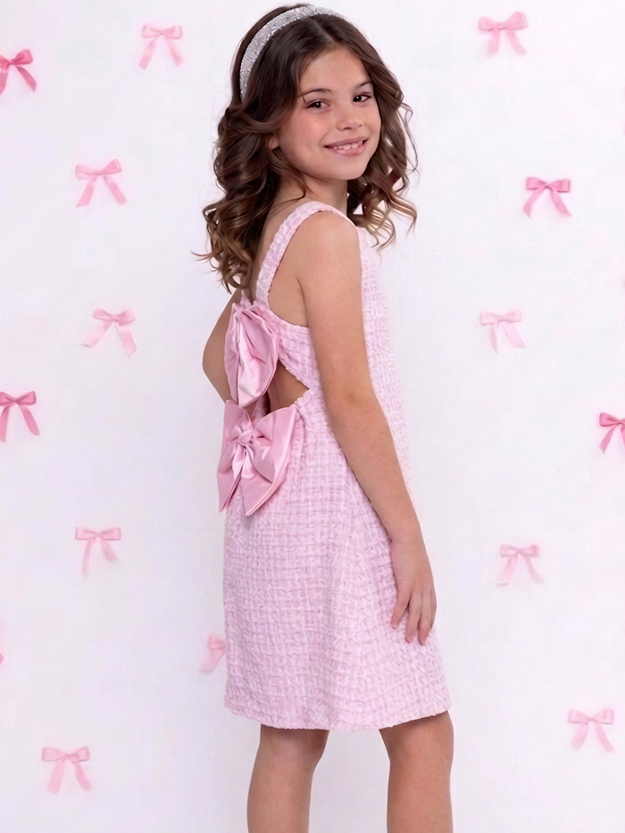 Tweed Charm Double Bow Spring Dress Mia Belle Girls