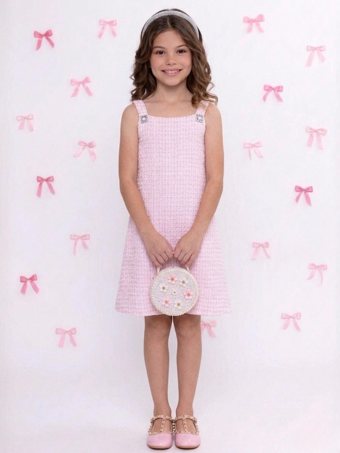 Tweed Charm Double Bow Spring Dress Mia Belle Girls
