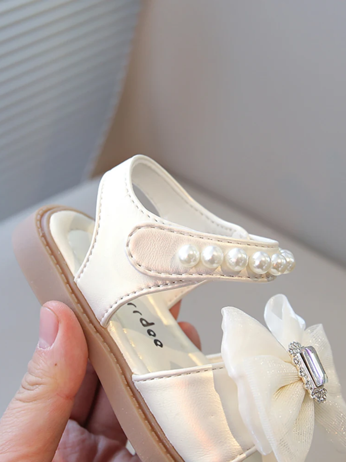 toddler girl princess sandals pearl strap bow summer shoes