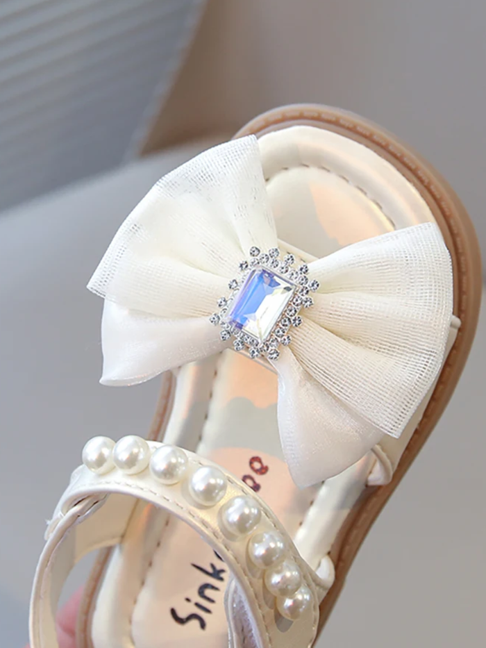 toddler girl princess sandals pearl strap bow summer shoes