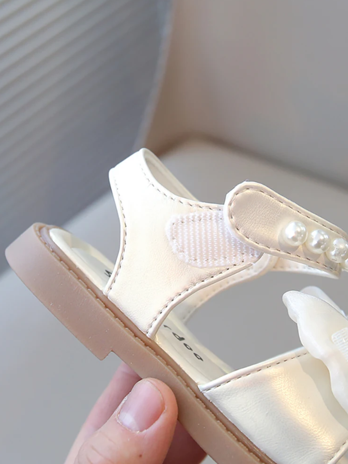 girls summer sandals pearl strap bow design beach shoes