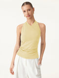 OGLmove Ultrasoft Surplice Sleeveless Top Butter Yellow XS