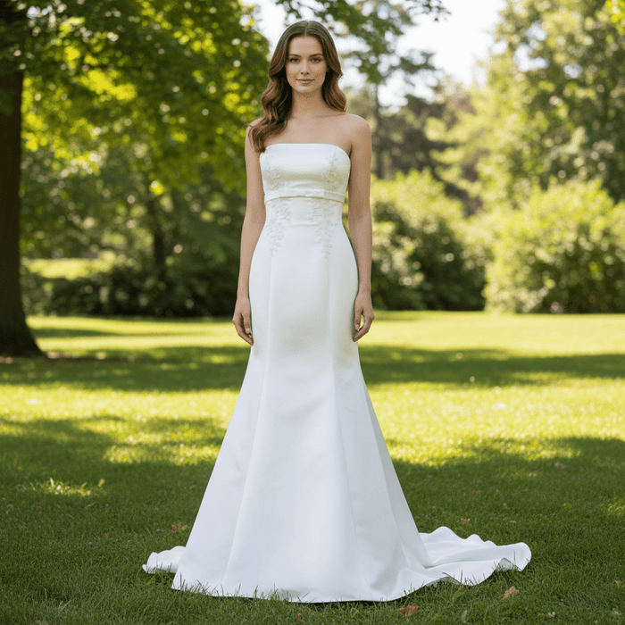 Unique Strapless Satin Dress Mermaid Wedding Gown - Rosymae