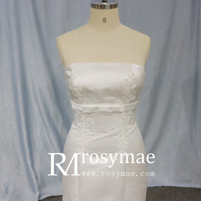 Unique Strapless Satin Dress Mermaid Wedding Gown - Rosymae