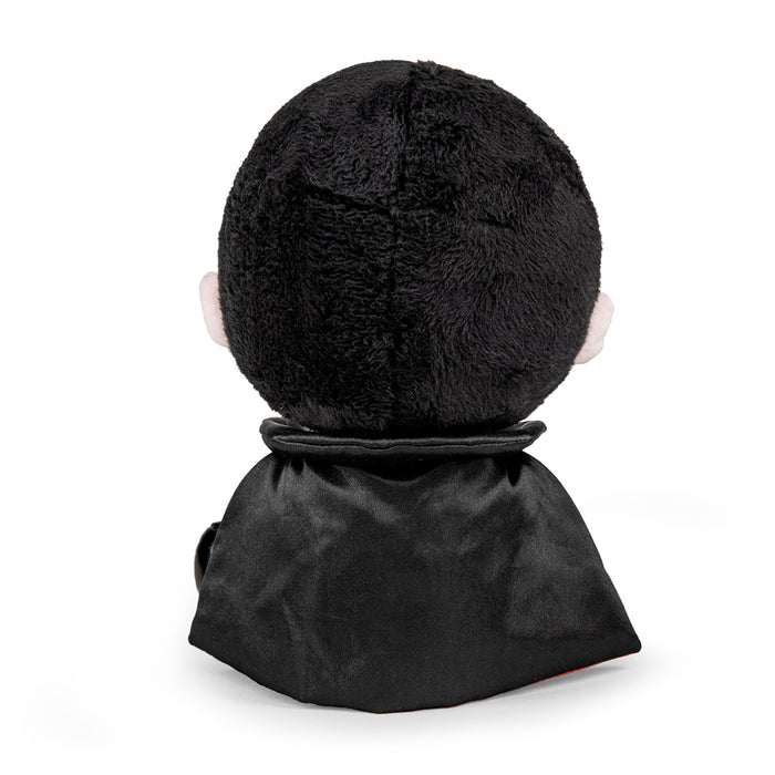 Universal Monsters Dracula 8-inch Phunny plush by Kidrobot featuring iconic vampire character with black cape and expressive face.