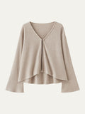 OGLmove V Neck Flare Long Sleeve Cardigan Heather Mist XXS