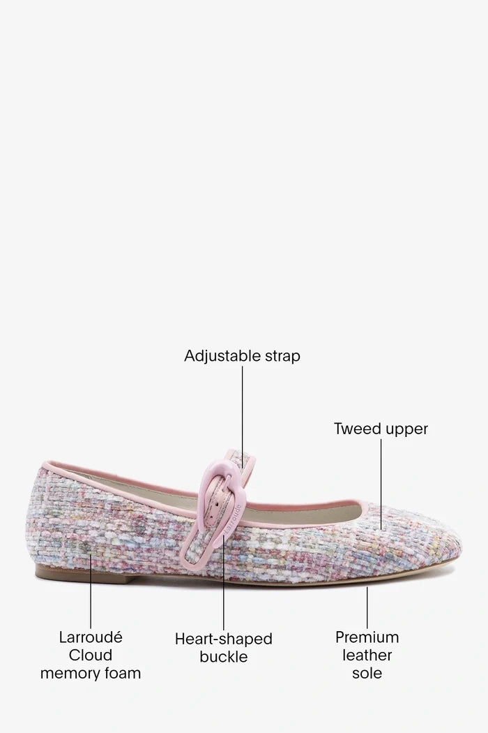 Verona Ballet Flat Tulip Printed Tweed Ballet Larroudé