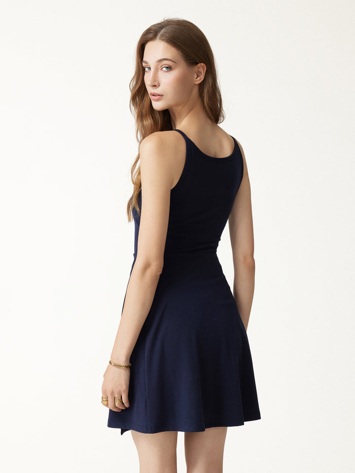 OGLmove Viscose-Cotton Boatneck Sleeveless Wrap Mini Bra Dress