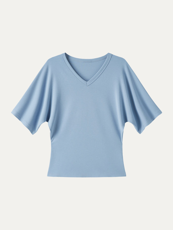 OGLmove Viscose Cotton V-Neck Waist-Defining Summer Tee